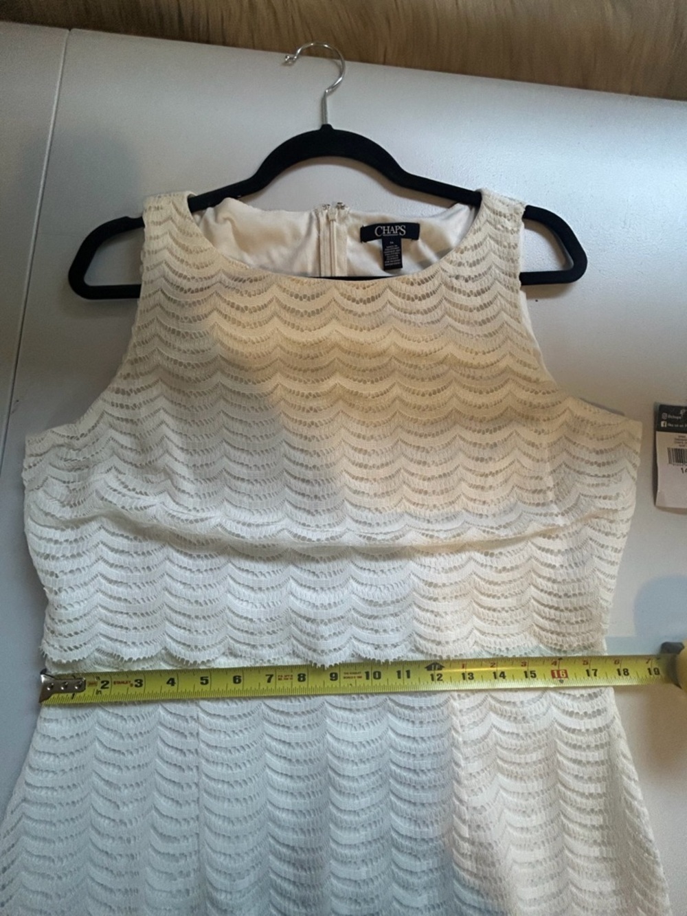 Chaps White Lace Sheath Dress Sleeveless Knee Length Women Size 14 New NWT - Picture 11 of 12
